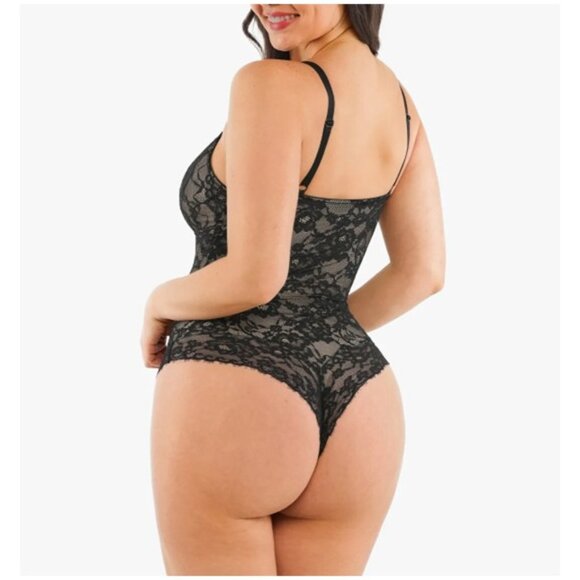 NWT Popilush Shapewear Firm Control Smoothing Full Lace Thong Bodysuit Size XXL - Picture 3 of 10